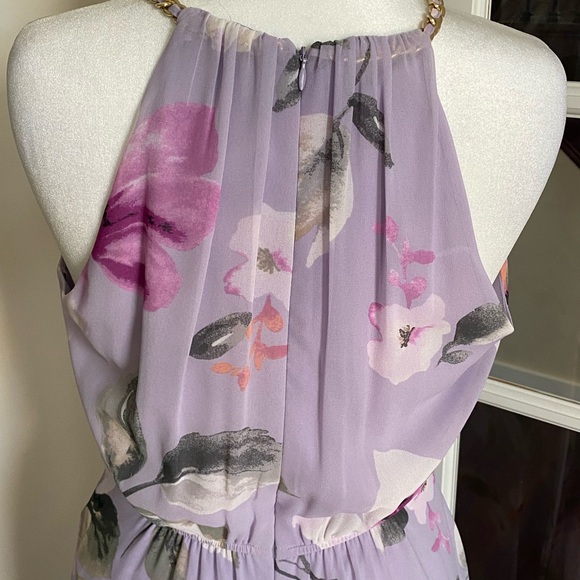 White House Black Market Pink and Purple  Floral Halter Midi Dress NWT - Picture 9 of 14